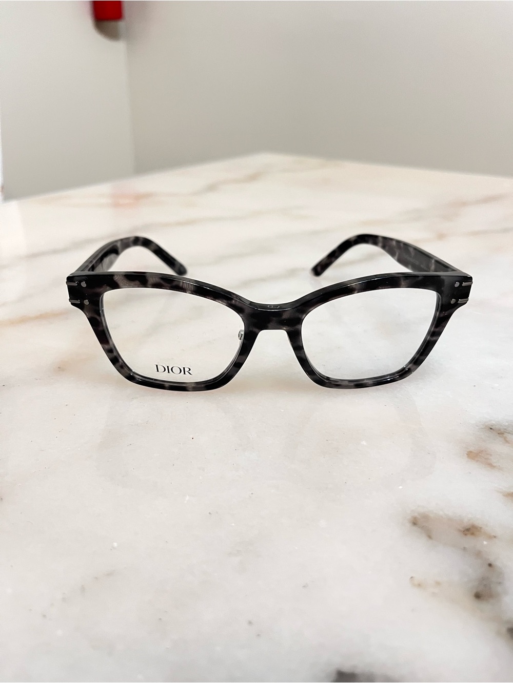 Dior Gray Tortoiseshell Square Optical Glasses